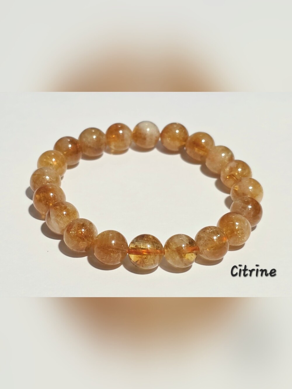 Citrine Beaded Stretch Bracelet |  Natural Gemstone | 9mm ++